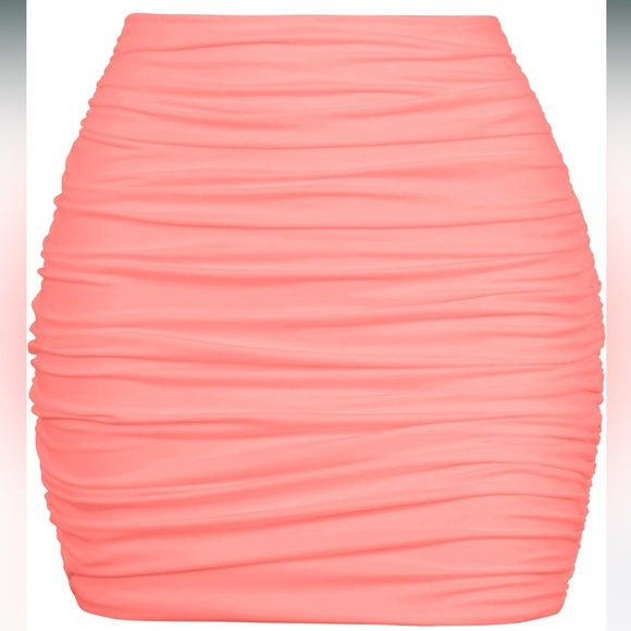 NWT High Waist Solid Tight Ruched Bodycon Mini Skirt - Picture 1 of 5
